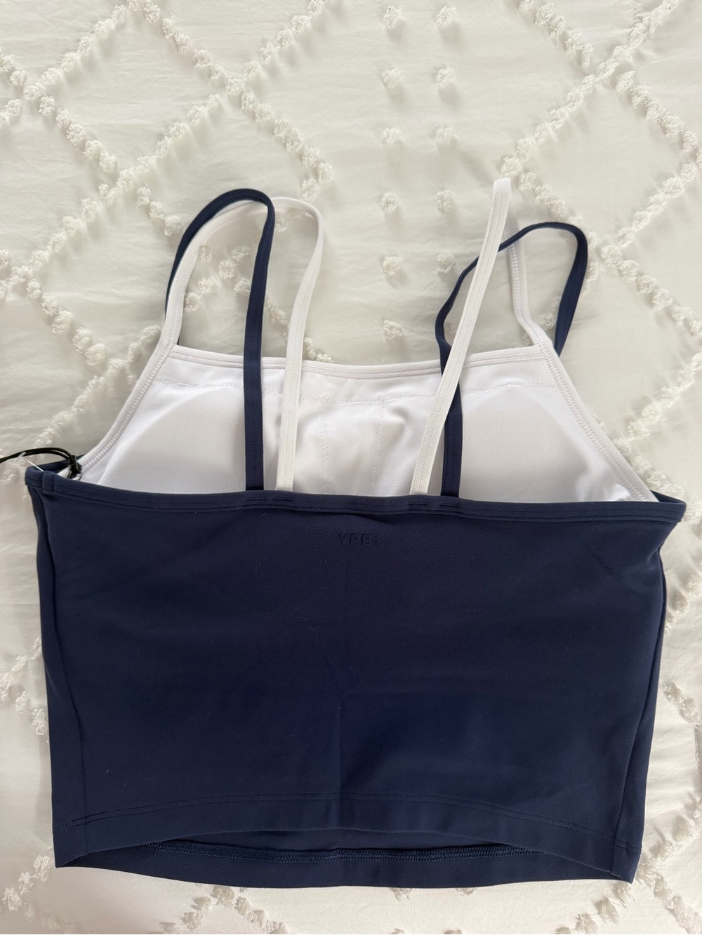 Abercrombie Navy and White double lined YPB studioFLEX Bralette Tank View 2